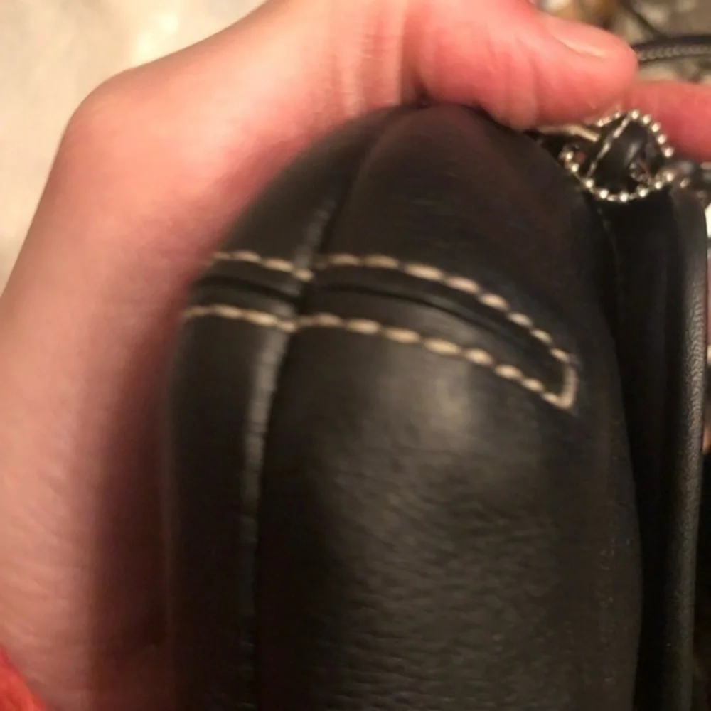 Coach black leather wristlet bag